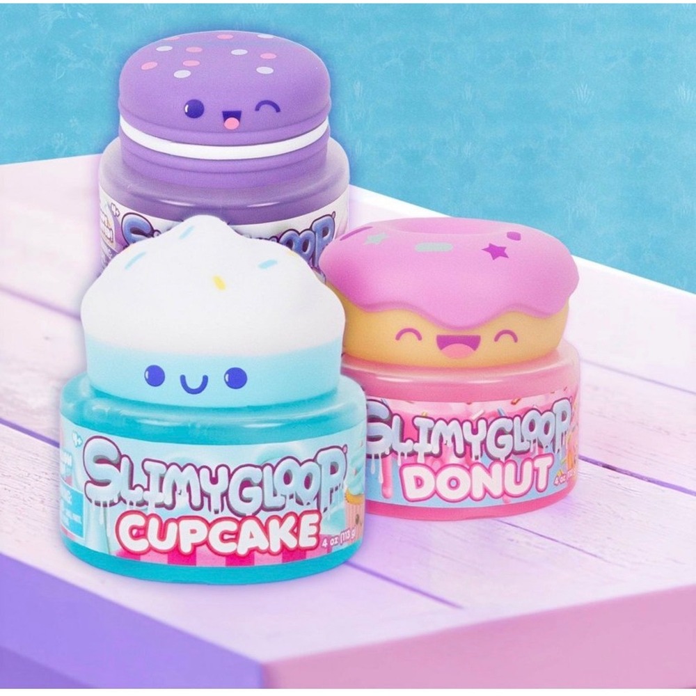 SlimyGloop Dessert Slime Set 3 Pack Cupcake Donut Macaron 4oz Each Sensory Toy